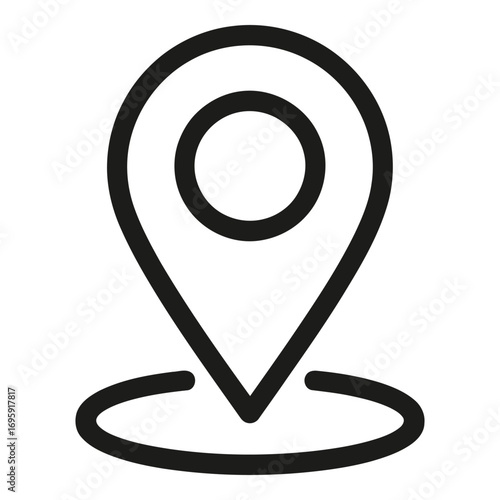Location pin icon indicating a specific place on the map for navigation and direction finding use silhouette