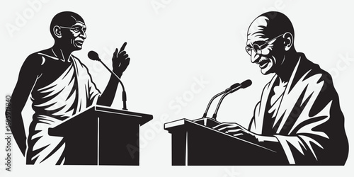 Mahatma Gandhi speaking at podiums Gandhi Ji gandhi jayanti