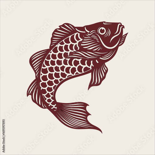 Carp fish coi creative illustration