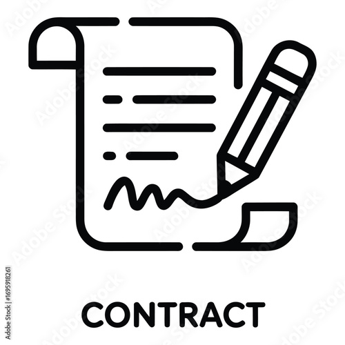 Contract signing with pencil on paper document agreement legal form and signature for business deal process silhouette
