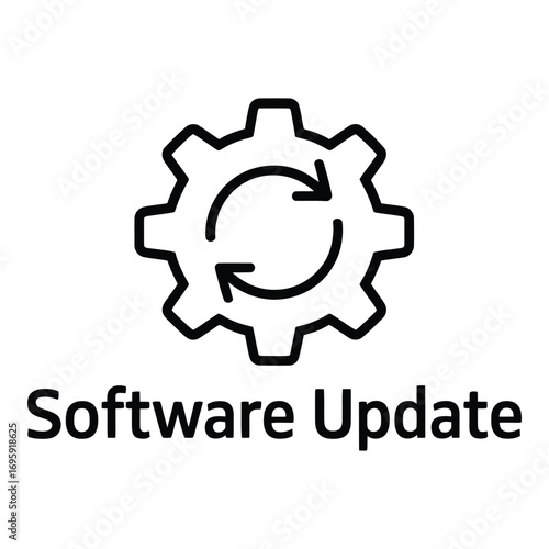 Software update symbol with circular arrows and gear icon representing system upgrades and maintenance tasks silhouette