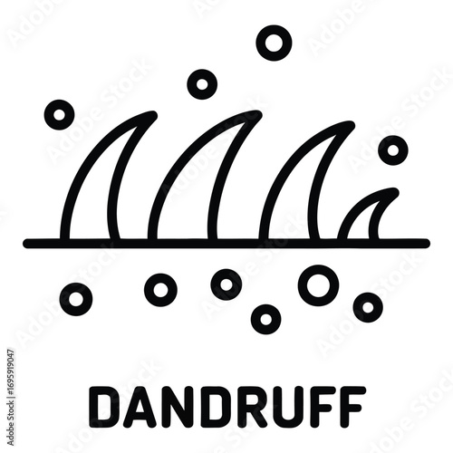Dandruff flakes on hair scalp representing skin condition with itchy scalp and dry skin problem silhouette