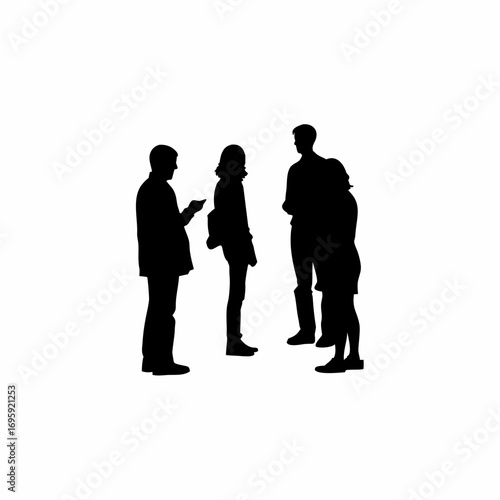 Group learning about ai ethics and technology awareness with silhouettes