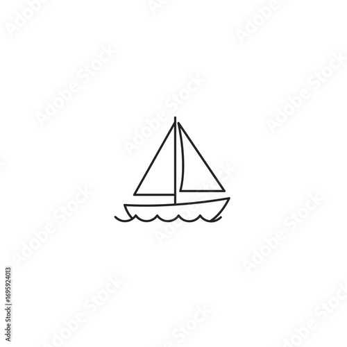 Simple line drawing of a sailboat on calm waves  