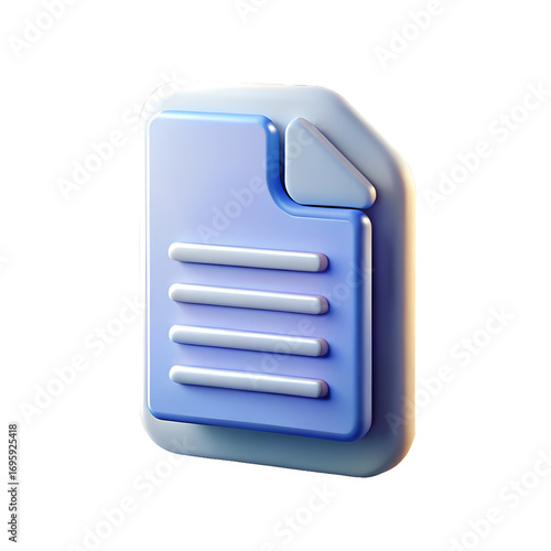 Digital document icon representing data file or information page with folded corner ideal for user interface and digital storage concepts