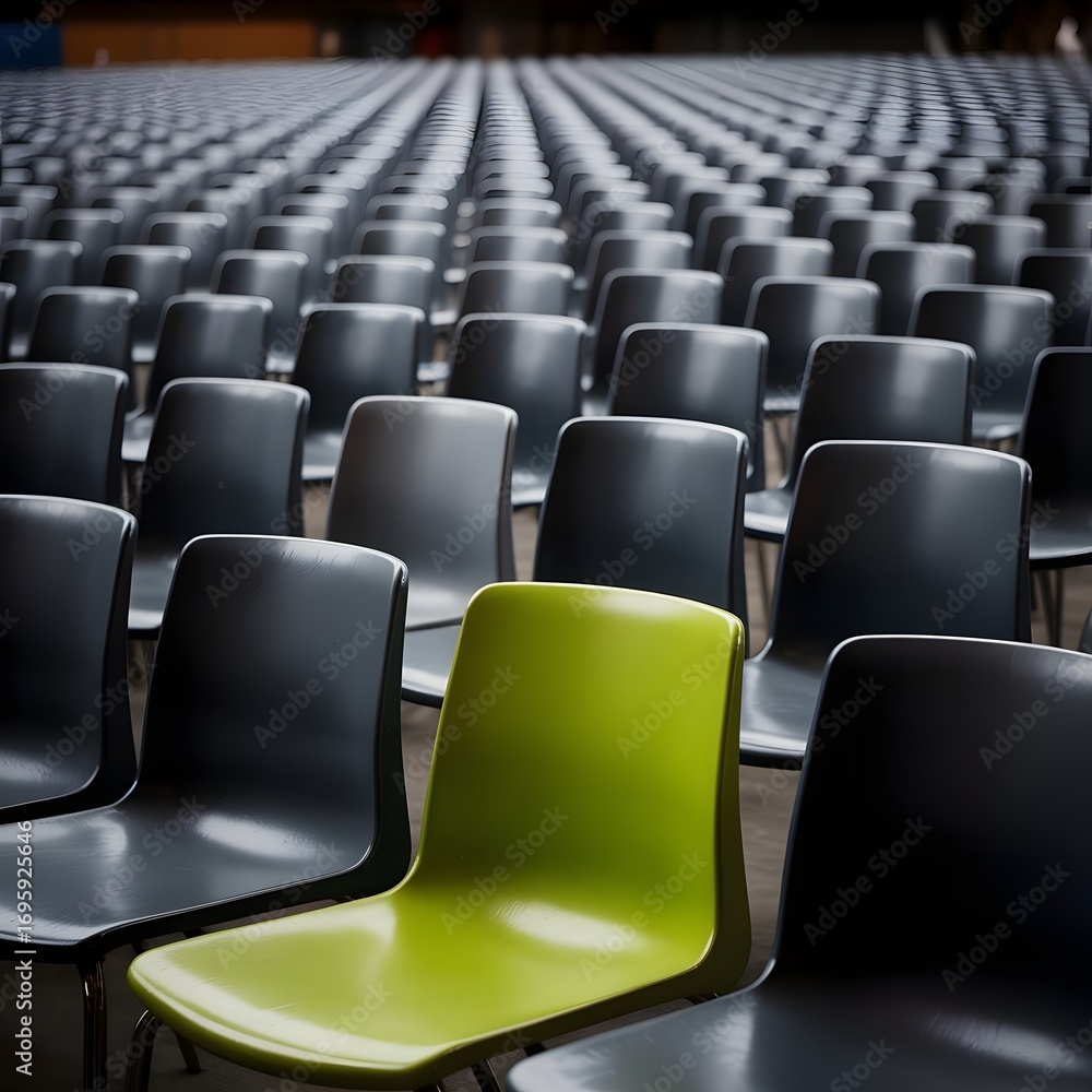 Naklejka premium Rows of chair and the one chair looks different 