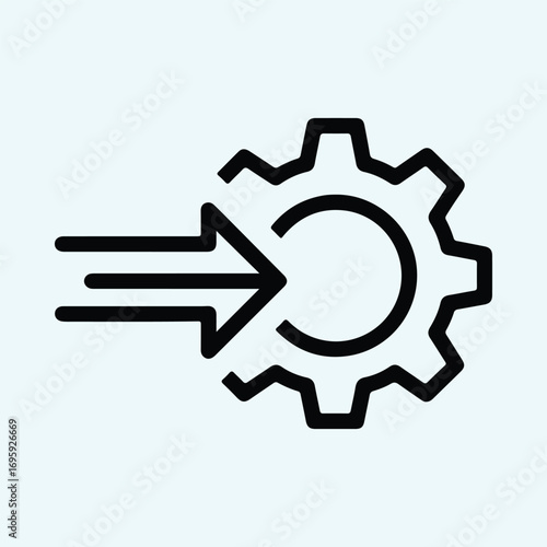 Silhouette arrow into gear system process configuration vector illustrator