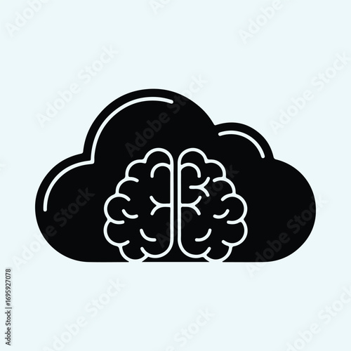 Silhouette brain inside cloud computing innovative technology vector illustrator
