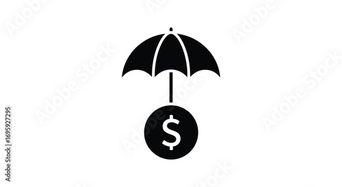 financial protection symbolized by umbrella covering dollar sign icon