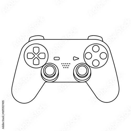 Outline of a game controller with buttons and joysticks  
