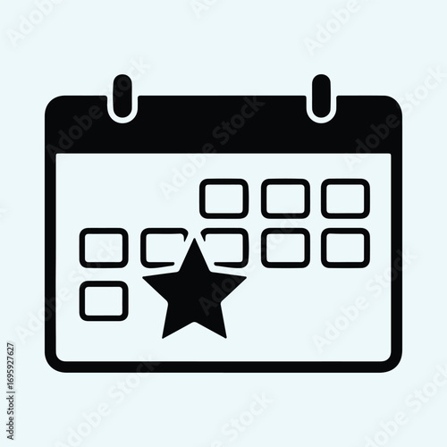 Silhouette calendar icon with star mark date vector illustrator