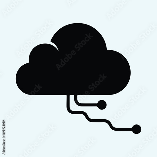 Silhouette cloud computing network connection icon vector illustrator