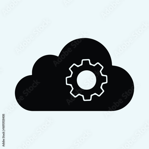 Silhouette cloud computing with gear vector illustrator