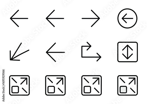 Arrow direction left right up down icon set navigation interface vector illustration design element