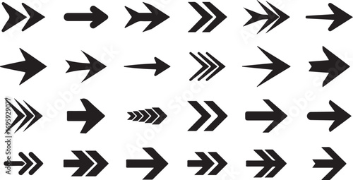 Set of various direction arrows design elements in black color illustration vector