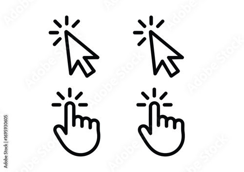 Click cursor pointer hand clicking icon mouse pointer click action select vector illustration