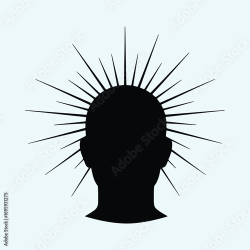 Silhouette head with radiating lines design vector illustrator