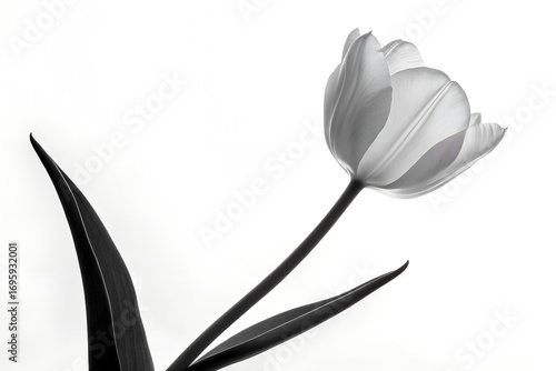white tulip on black background