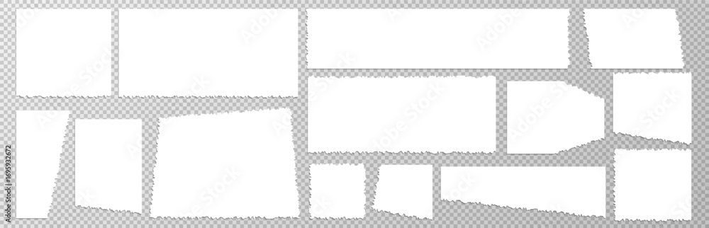 Obraz premium Set of Realistic Torn Paper Pieces with Transparent Background