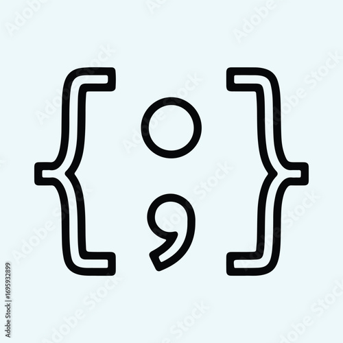 Silhouette semicolon between brackets punctuation mark vector illustrator