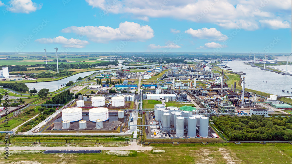 Naklejka premium Aerial from industry near Delftzijl in the Netherlands