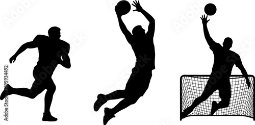 Dynamic silhouettes of athletes in action, representing diverse sports and athletic pursuits.