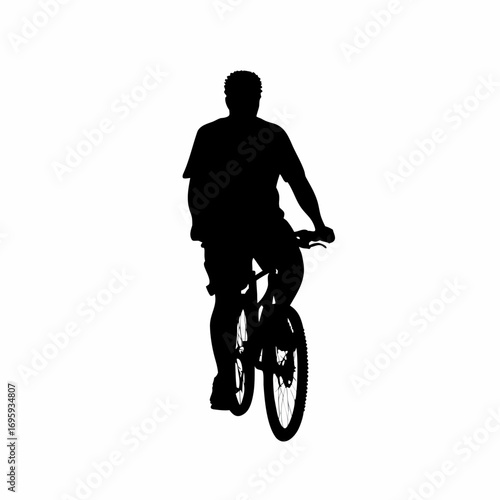Man cycling silhouette promoting green transport and pollution reduction