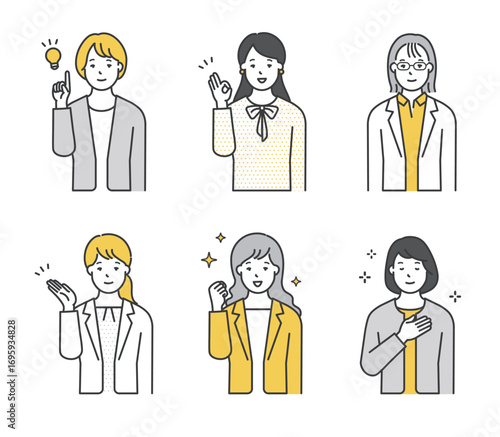 笑顔でポーズをとる女性ビジネスパーソン