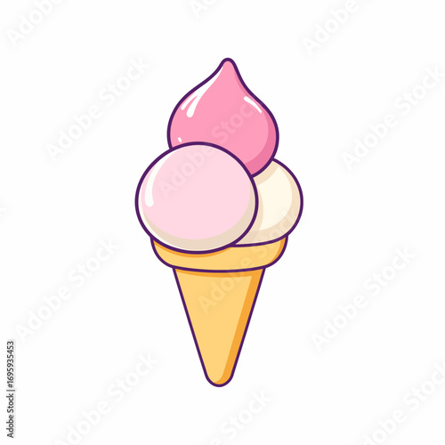 Vector icon of an ice cream cone with a scoop.