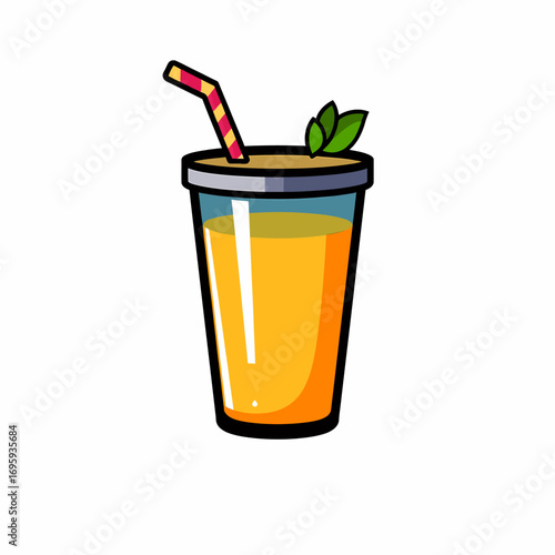 Vector icon of a smoothie cup with a straw.