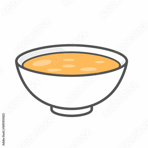 Vector icon of a traditional Japanese miso soup bowl with bold outline