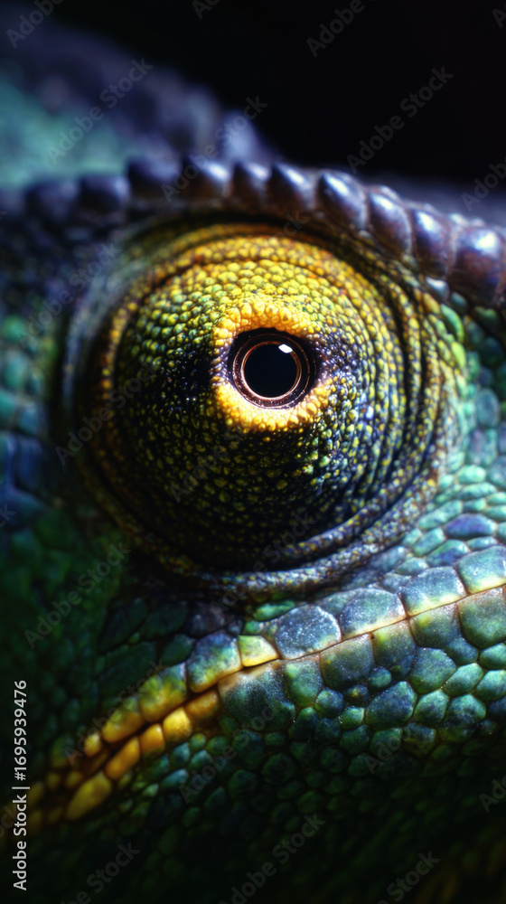 Fototapeta premium Close-up of a Chameleons Eye Macro Photography High