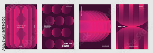 Modern gradient poster background vector set. Cover template with vibrant geometric shape in different. Modern Design for wall art, flyers, brochures, covers and web banners. 