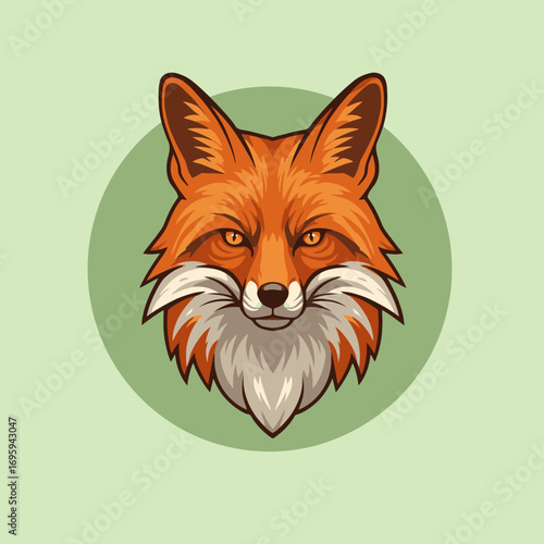 Vibrant Red Fox Head Vector Illustration