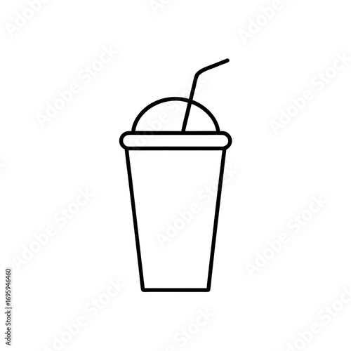Outline of a drink with a straw in a cup on transparent background