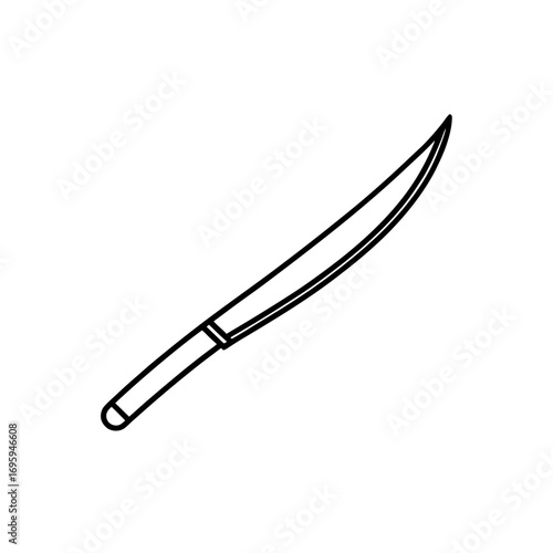 Illustration of a sharp kitchen knife tool on transparent background
