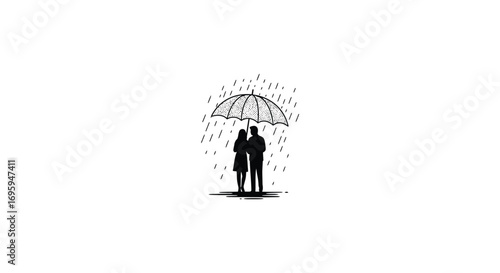a couple under umbrella sharing intimate moment in rain