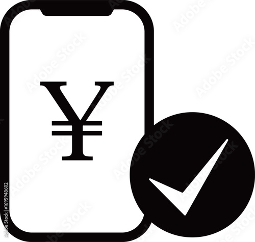 スマホと円記号のアイコン　モノトーン