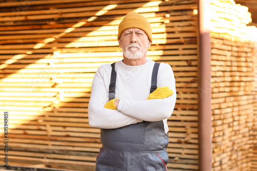 Mature male carpenter in un...