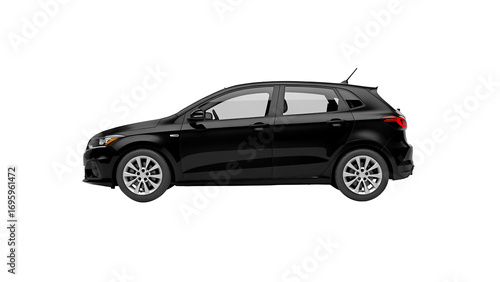 black car isolated on white. side view of white hatchback car isolated on transparent background