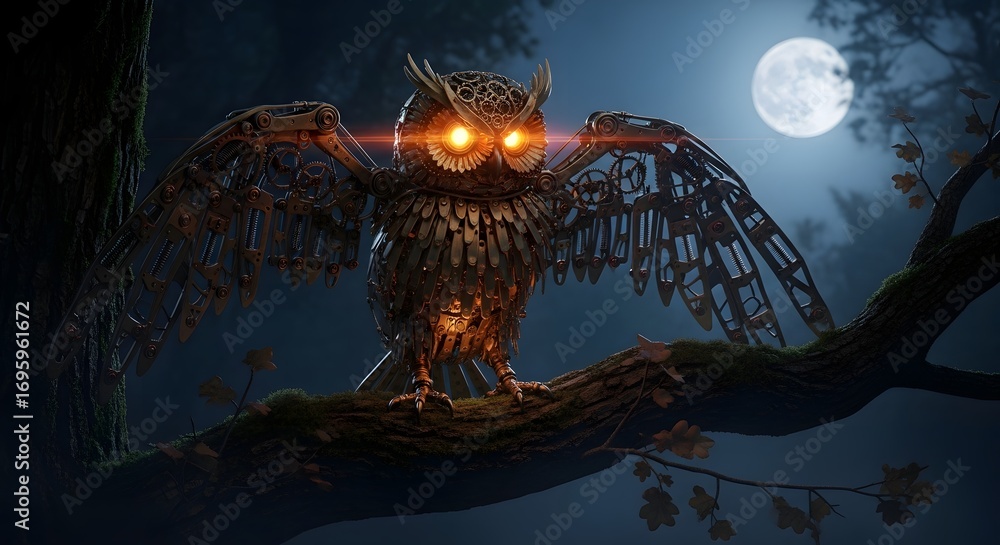 Fototapeta premium Mechanical Armored Owl