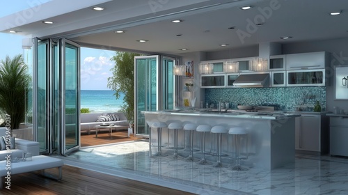 Modern Kitchen Design, Ocean View, Coastal Home, Open Plan