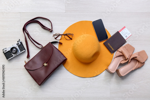 Female traveler's accessori...