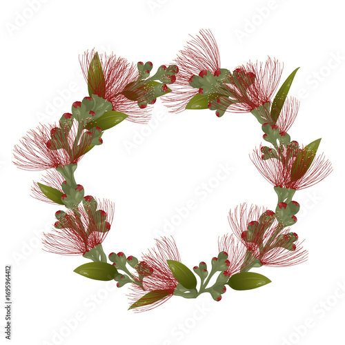 Wreath Pohutukawa Flowers. New Zealand Christmas Tree