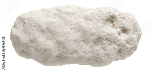 Calcium carbonate rock specimen, white and chalky with a porous texture