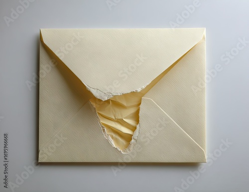 Open, pale yellow envelope with a tear