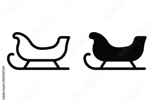 Christmas Santa Sleigh silhouette Icon.