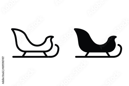 Christmas Santa Sleigh silhouette Icon.