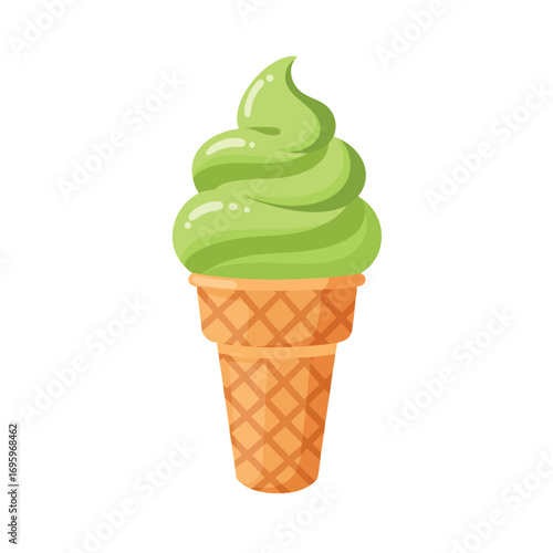 Vector illustration of delicious and scrumptious matcha ice cream on corn