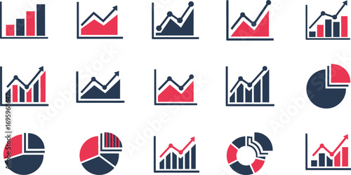 Collection of modern charts and graphs illustrating data trends and analysis